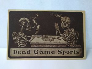 Halloween Postcard Ullman Skeleton Smoke Playing Cards 1909 Arthur Lewis 160