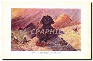 Postcard Ancient Egypt Egyptian Pyramids near Cairo Moonlight