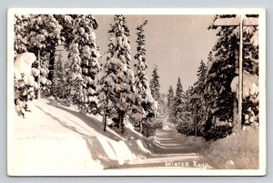 RPPC  1940  Reno  Nevada   Winter Road    Postcard