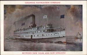 Colonial Navigation Co Steamer Ship New York New England Postcard c1910