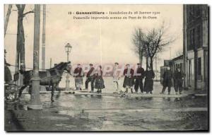 Old Postcard Gennevilliers Flood of 28 January 1910 Gateway improvised Havenl...