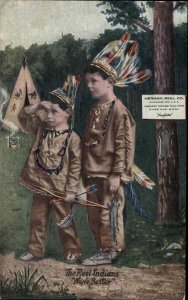 Hermann Reel Co Furs & Wool Little Boys Indian Costumes Milwaukee WI Adv PC