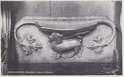 Bird A Quaint Design Misiere Antique Statue Rare Ripon Church Sculpture Postcard