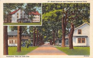 D38/ Vermilion Ohio Postcard Linen Hotel Linwood Autos Cottages Lake Erie 2View