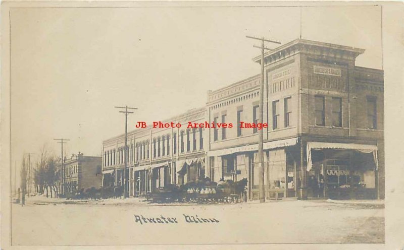 MN, Atwater, Minnesota, RPPC, Street Scene, Business Section, Minmont Photo