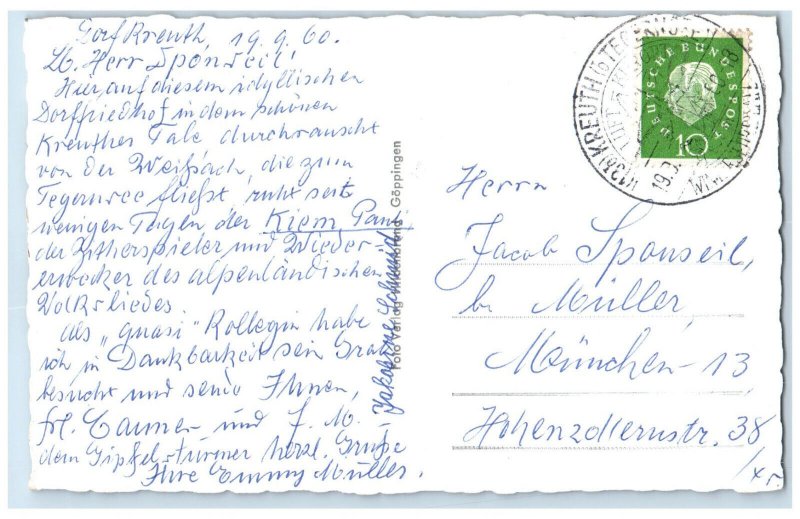 1960 Tegernsee Kreuth Bavaria Germany Posted Vintage RPPC Photo Postcard
