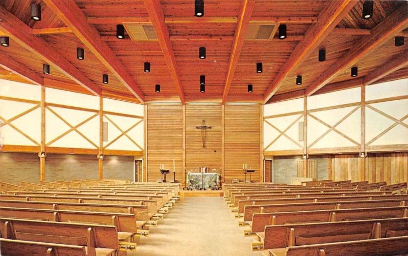 CHIMAYO, NM New Mexico  HOLY FAMILY CHURCH~Interior PEWS~ALTAR  Chrome Postcard