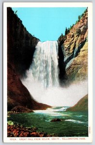 Great Falls From Below 300 Ft. Yellowstone Park Waterfalls Grand Canyon Postcard