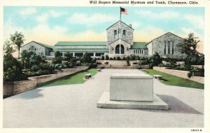 Vintage Postcard 1920's Will Rogers Memorial Museum and Tomb Claremore Oklahoma