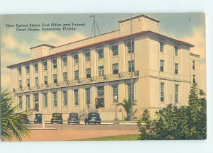 Linen POST OFFICE SCENE Pensacola Florida FL AF0941