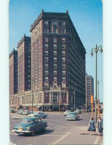 Unused 1950's OLD CARS & SHOPS & SYRACUSE HOTEL Syracuse New York NY Q5882