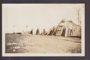 Lake Mille Lacs MINNESOTA RPPC c1910 CHIPPEWA INDIAN CAMP Lodge Ojibway Indians