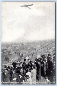 1910's AVIATOR HUBERT LATHAN CROWD WATCHING OVER BALTIMORE MD POSTCARD