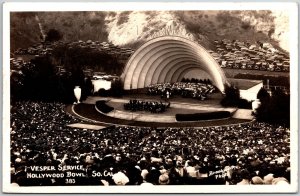 Vesper Service Hollywood Bowl South California CA Real Photo RPPC Postcard