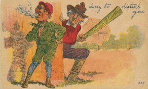 C-1910 Cigar Smoke man bat Comic humor Postcard artist impression 22-4857