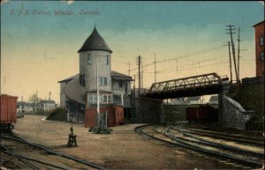 Windsor Ontario CPR RR Train Station Depot c1910 Postcard