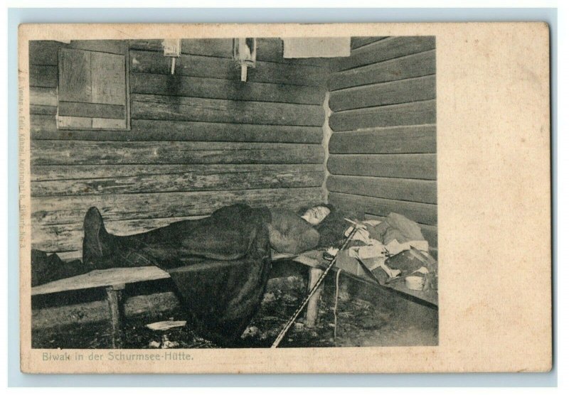 1914-18 WWI German Soldier Wounded Wooden Hut Barracks Vintage Postcard P20 