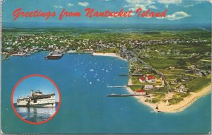 USA Air View Waterfront Nantucket Massachusetts Postcard 09.42