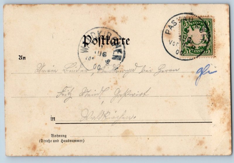 Passau Germany Postcard Greetings from the Triftsperre b. Hals. 1900 Posted