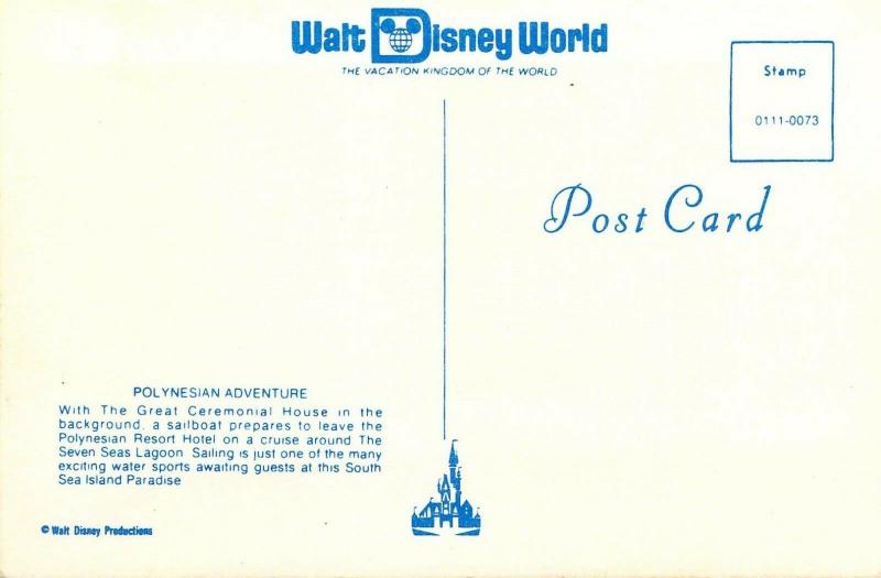 Early Walt Disney World, 0111-0073 Polynesian Adventure,Vintage Postcard