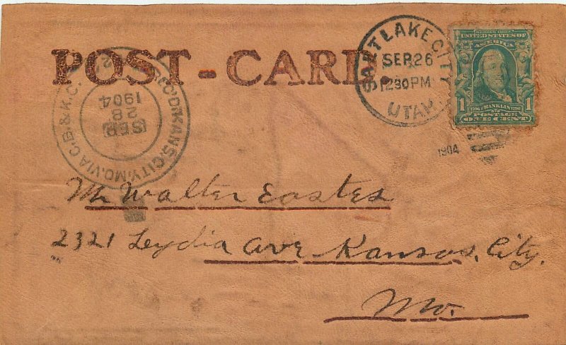 1904 Salt Lake City Utah Leather Sun Bonnet girl fishing Postcard 25-11200