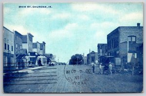 Ohurdan Iowa~Main St Harness Shop~Farm Windmill~Restaurant~Horse & Buggies~1912