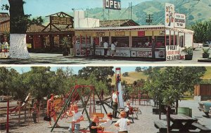 CASA DE FRUTA FRUIT STAND Gilroy Fresno Roadside Playground Pepsi 1960s Postcard