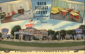 Springfield Missouri MO Rock Village Court Mid-Century Modern Linen Postcard