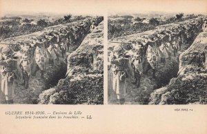 French Infantry Soldiers Fighting in Trenches in World War I, Unused Postcard