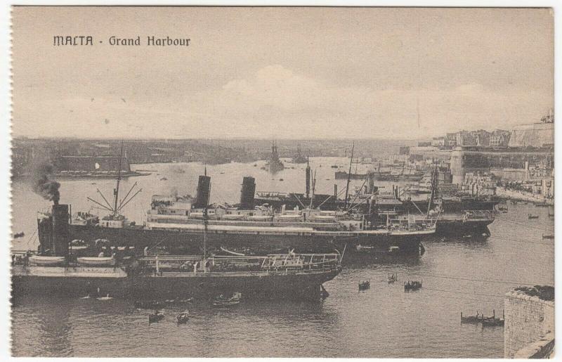 Malta; Grand Harbour PPC, Unposted, c 1910's, Shows Liners & Steamships