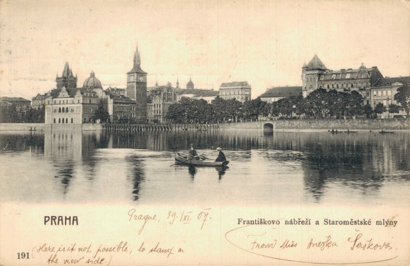 Czech Republic Prague Praha Frantiskovy Nabrezi a Staromestske Postcard 07.72 