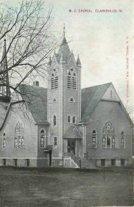 c1910 Clarksville Iowa M.E. Church Religion Parno Postcard 26-353
