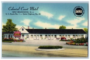 c1940's Colonial Court Motel & Restaurant New Brunswick New Jersey NJ Postcard