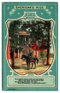 Antique Sheridan's Ride, Civil War, No. 9 in Series,  Postcard