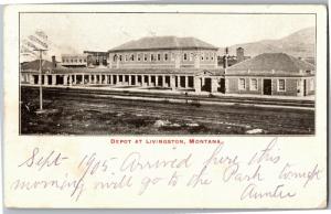 Depot at Livingston, Montana c1905 Vintage Postcard M29