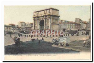 Marseille Old Postcard Place d & # & # 39Aix and 39arc triumph (animated)