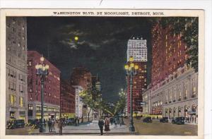 Michigan Detroit Washington Boulevard By Moonlight 1928