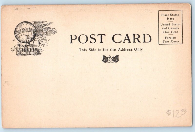 Long Beach CA Postcard Hotel Del Mar Ocean Front Balloon Route Excursion c1905