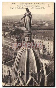 Postcard Old Lyon Old Church of N D Fourviere Statue of the Immaculate Concep...