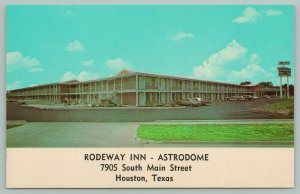 Houston Texas~South Main St~Rodeway Inn Roadside Motel~Astrodome~Postcard
