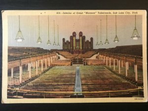 Vintage Postcard 1945 Interior Morman Tabernacle Salt Lake City Utah