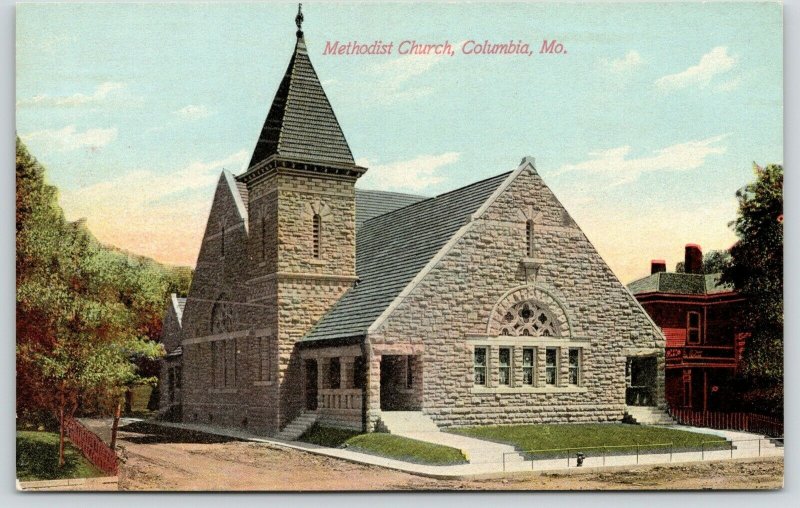 Columbia Missouri~Methodist Church~Dirt Drive & Hitching Rails~Big House~1910 