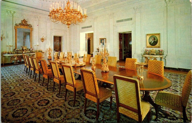 White House State Dining Room James Hoban Pennsylvania Avenue Vintage Postcard 