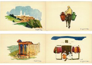 ALGERIA ALGERIE TYPES ARTIST SIGNED SANDOZ Incl. BOOKLET 24 CPA (L2435)