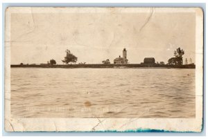 c1910's Horse Island Light Lighthouse Sacket Harbor NY RPPC Photo Postcard 