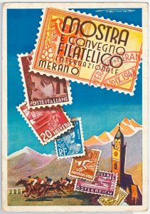 40708 vintage postcard - MERANO : ADVERTISING philatelic exhibition 1948-