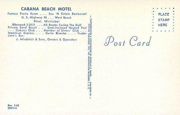 MS, Biloxi, Mississippi, Cabana Beach Motel, Pool, Picture Publishers No. 35874B