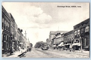 Ames Iowa Postcard Onondaga Street Streetcar Exterior View c1940 Vintage Antique