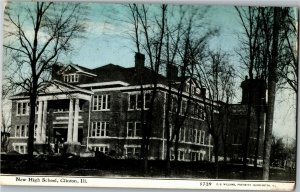 New High School, Clinton IL c1909 Vintage Postcard C45