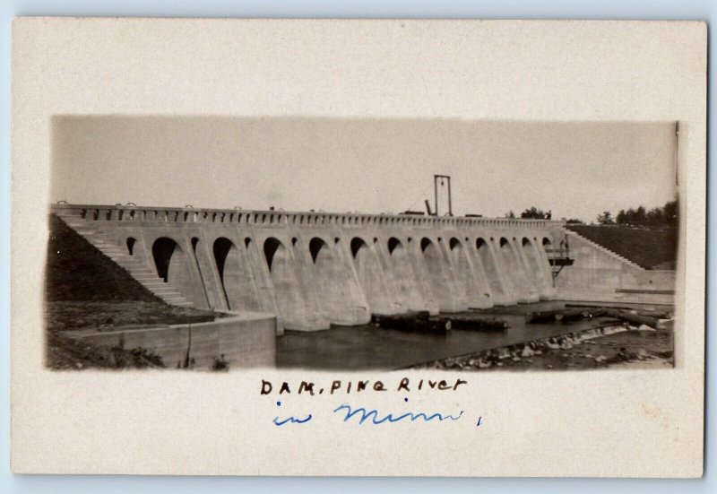 Pine River Minnesota MN Postcard RPPC Photo View Of Dam c1910's Unposted Antique